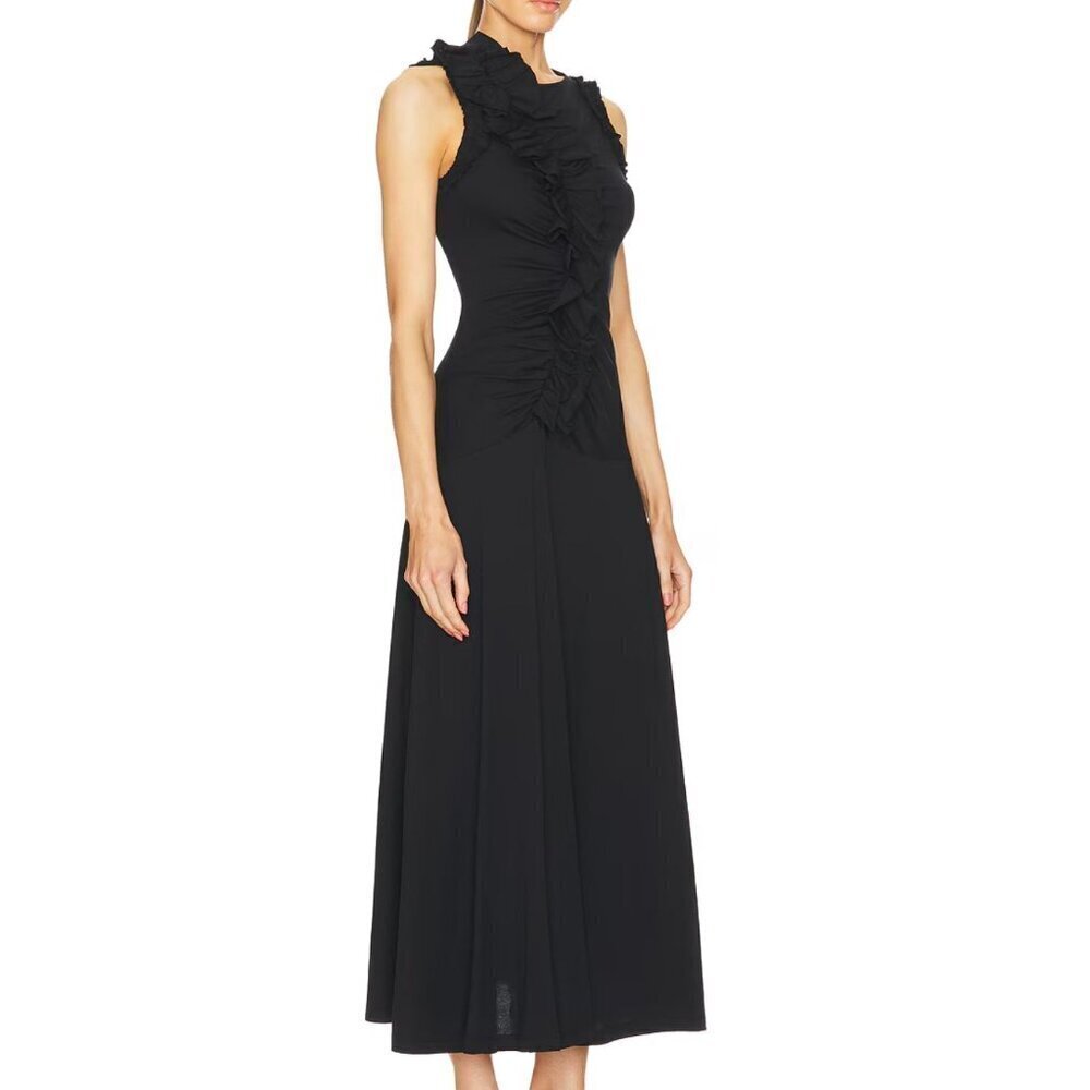 Ulla Johnson Black Ruffle Midi Dress